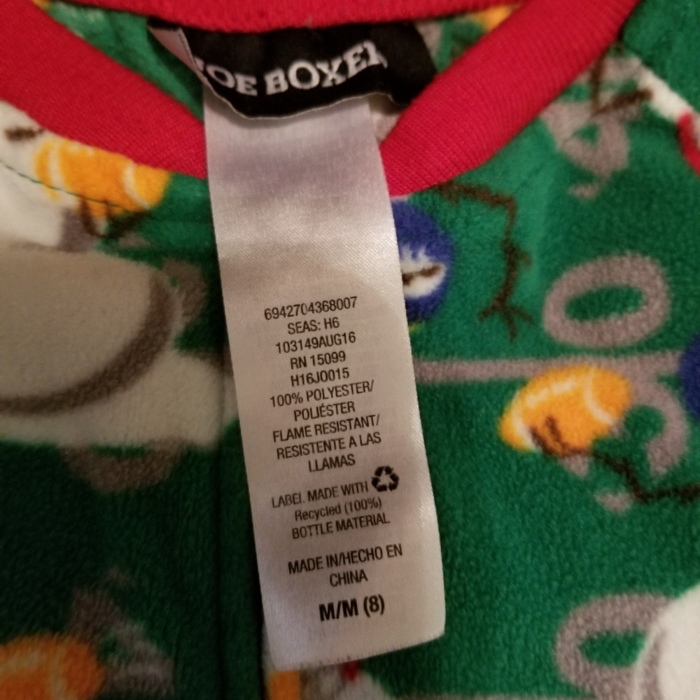 Jo boxer footed pajamas football fleece size 8